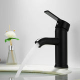 Matte Black Stainless Steel Bathroom Sink Faucet with Single Handle Hot and Cold Mixer