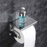 ShelfRoll Aluminum Toilet Paper Holder with Phone Shelf – Wall-Mounted Bathroom Organizer