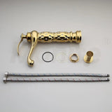 Aurielle Royale Hand-Painted Ceramic Vessel Sink Set with Gold Faucet – Round Luxury Countertop Basin + Pop-Up Drain
