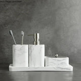 MarbleElegance 4-Piece Bathroom Accessory Set – Resin Marble Finish