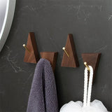 TriLuxe Triangular Wall Hook – Brass & Solid Wood | Key Holder, Coat Hook & Wall Decor