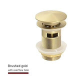 FlowLux Solid Brass Pop-Up Bathroom Sink Drain – Push-Down Stopper with Overflow Option (2.6” Universal Fit)