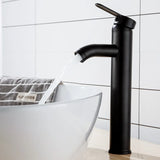 Matte Black Stainless Steel Bathroom Sink Faucet with Single Handle Hot and Cold Mixer