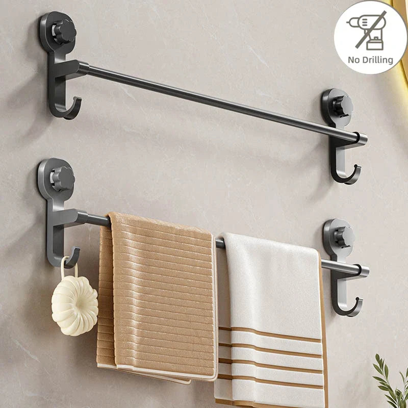 MagnaGrip Suction Cup Towel Holder – Black, Drill-Free & Multifunctional