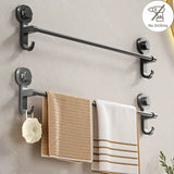MagnaGrip Suction Cup Towel Holder – Black, Drill-Free & Multifunctional