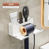 AirKeeper Multifunctional Hair Dryer Holder – No-Drill Wall Mount, Dual-Layer Storage & Silicone Protection