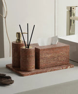 Rubèra Red Travertine Bathroom Set – Vintage Natural Stone Luxury Accessories