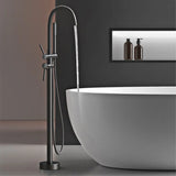 AITANA Luxury Floor-Mounted Faucet – Black Brass Bathroom Faucet, Dual Handle, Hot & Cold, 2 Functions