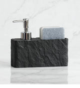 StoneTouch Luxe 2-in-1 Soap Dispenser with Sponge Holder – Modern Stone-Look Kitchen & Bathroom Sink Organizer
