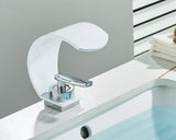 Sleek Waterfall Bathroom Faucet with Single Handle – Modern Brass Basin Mixer for Hot and Cold Water