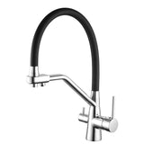 3-Way Kitchen Sink Faucet with Built-In Water Filter and 360° Swivel Spout