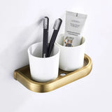 RegalBrass Vintage Antique Brass Bathroom Hardware Set – 5-Piece Wall-Mounted Bath Accessory Collection with Toilet Brush Holder