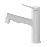 Modern White Pull-Out Bathroom Sink Faucet – Single Handle Brass Basin Mixer