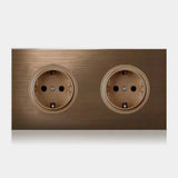 CaffèRetro Vintage Wall Switch & Outlet – Coffee Brown with LED Indicator (110–250V)