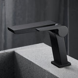 ShadowStream LuxeFall Waterfall Bathroom Faucet – Gun Grey Solid Brass Single-Handle Sink Mixer with Hot & Cold Control