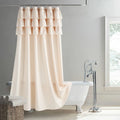 BohoChic SerenityWeave Waterproof Shower Curtain – Beige/Ivory Polyester Fabric, Bohemian Farmhouse Style with Rust-Resistant Metal Grommets