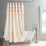 BohoChic SerenityWeave Waterproof Shower Curtain – Beige/Ivory Polyester Fabric, Bohemian Farmhouse Style with Rust-Resistant Metal Grommets