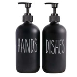 SoapElegance Noir 500 Refillable Soap Dispenser Set – Matte Black Pump Bottles for Kitchen & Bathroom