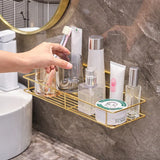LuxSip Wall-Mounted Cup Holder – Black & Gold | Drill-Free Bathroom Organizer