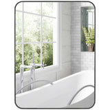 Modern Black Metal Frame Bathroom Wall Mirror – 24 x 32 Inches, Vertical or Horizontal Mount