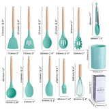 ChefEase – 12-Piece Silicone Kitchen Utensil Set with Wooden Handles