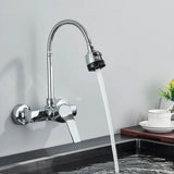 Wall-Mounted Kitchen Faucet with Flexible Spout, 360° Rotation and Dual Spray Function