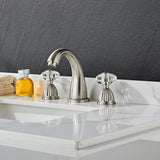 AurLux HeritageFlow Gold Widespread Bathroom Faucet – 8-Inch Double Handle Solid Brass Sink Tap (Deck Mount)