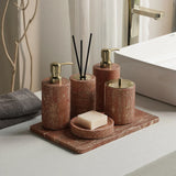 Rubèra Red Travertine Bathroom Set – Vintage Natural Stone Luxury Accessories