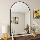 Arched Black Metal Wall Mirror – Modern Decorative Accent for Bathroom, Entryway & Living Room (8-Inch)
