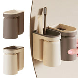 DuoClean 2-in-1 Toothbrush & Cup Wall Holder – Space-Saving, No-Drill Bathroom Organizer