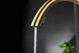 Pull-Out Kitchen Faucet in Brushed Gold Stainless Steel – Modern Sink Mixer for Hot and Cold Water