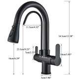 Black Kitchen Faucet with Filtered Water System, Pull-Out Sprayer and 360° Rotation