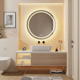 Luvodi Round Smart LED Bathroom Mirror – Touchscreen, Anti-Fog & Adjustable Lighting (24-Inch)