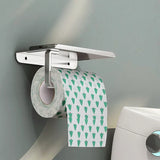 ShelfRoll Aluminum Toilet Paper Holder with Phone Shelf – Wall-Mounted Bathroom Organizer