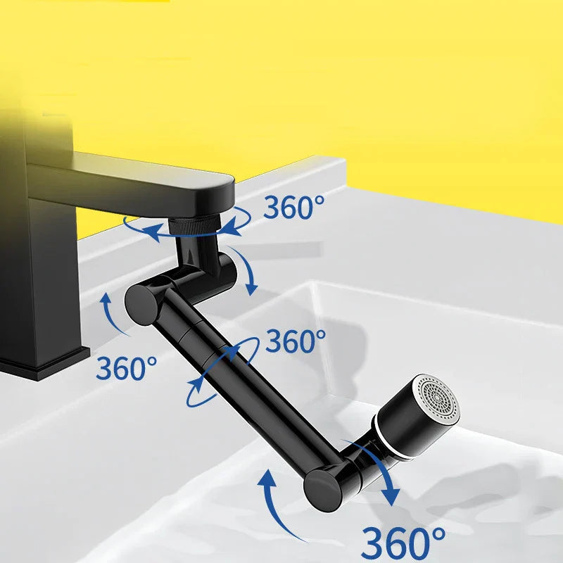 FlexiFlow Pro 360° Rotating & Extendable Faucet Head – Splash-Free, Water-Saving Metal Alloy Aerator