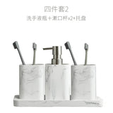 MarbleElegance 4-Piece Bathroom Accessory Set – Resin Marble Finish