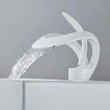 AquaLuxe Waterfall Faucet – Modern White Design with Warm & Cold Water Control