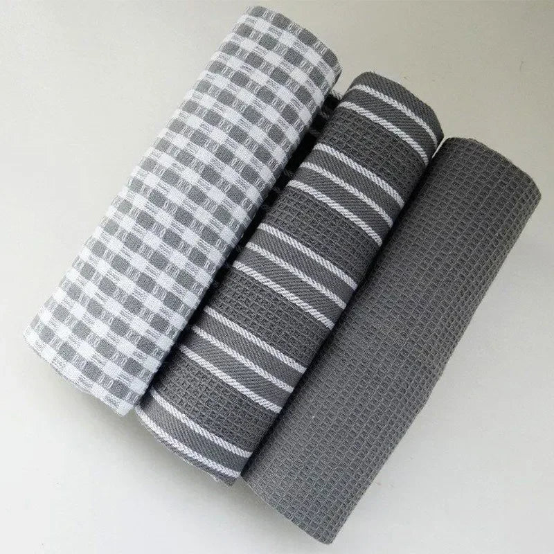 PureDry 3-Piece Cotton Kitchen Towel Set – 100% Natural Cotton, Ultra-Absorbent & Durable (18 x 24 in, Gray)