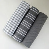 PureDry 3-Piece Cotton Kitchen Towel Set – 100% Natural Cotton, Ultra-Absorbent & Durable (18 x 24 in, Gray)