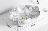 MarbleLuxe Ovalis Vessel Sink – Marble Pattern Ceramic Countertop Bathroom Basin | Modern Luxury 12L