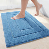 Velveteen Microfiber Bathroom Mat Double Frame Premium – Non Slip Absorbent Rug | Soft Comfort | Quick Dry Floor Mat
