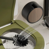 PureClean WallBrush – No-Drill Wall-Mounted Toilet Brush with Long Handle & Wood Finish