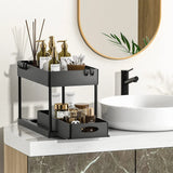 SlideEase 2-Tier Pull-Out Cabinet Organizer – Expandable Under-Sink Storage with Baskets, Hooks & Cup System