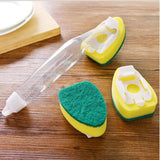 ScrubFlow SmartSoap Dish Brush Set – Refillable Soap Dispensing Handle with 2 Replaceable Sponge Heads
