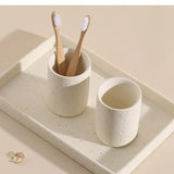 ZenTerra Wabi-Sabi Bathroom Set – European Natural Stone Accessories for Home & Hotel