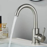 Contemporary Stainless Steel Bathroom Sink Faucet in Matte Black or Brushed Nickel Finish