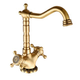 AurelioForge Vintage Etch Brass Faucet – Luxury Engraved Antique Single-Handle Bathroom & Kitchen Sink faucet (Hot & Cold)