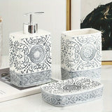 BohoCharm 4-Piece Ceramic Bathroom Set – Handcrafted Vintage Style
