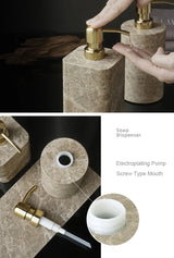 ImperialMarble Emperador Light Bathroom Set – 7-Piece Luxury Natural Marble Collection
