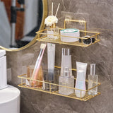 LuxSip Wall-Mounted Cup Holder – Black & Gold | Drill-Free Bathroom Organizer